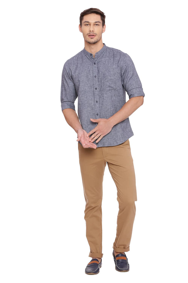 BASICS SLIM FIT TWILL MELANGE SHIRT