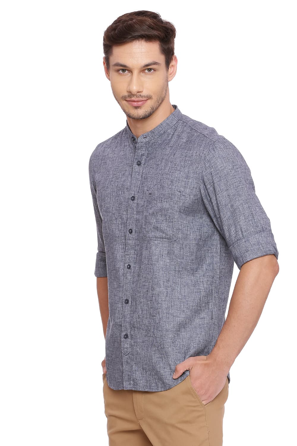 BASICS SLIM FIT TWILL MELANGE SHIRT