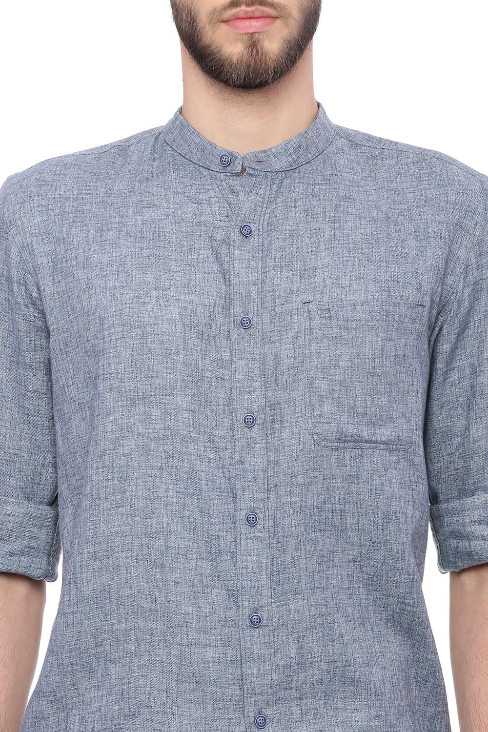 BASICS SLIM FIT TWILL MELANGE SHIRT