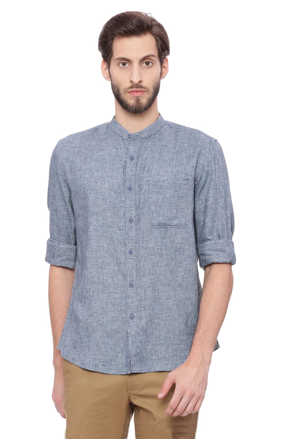 BASICS SLIM FIT TWILL MELANGE SHIRT