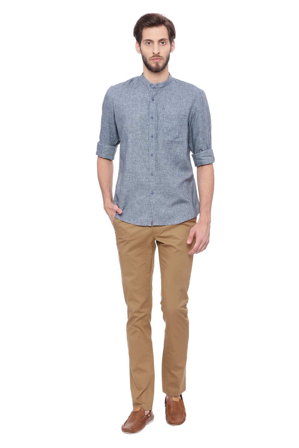 BASICS SLIM FIT TWILL MELANGE SHIRT