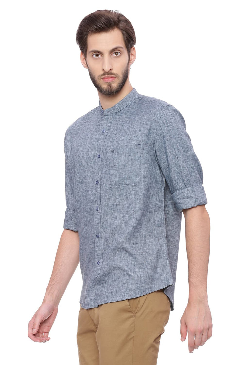 BASICS SLIM FIT TWILL MELANGE SHIRT