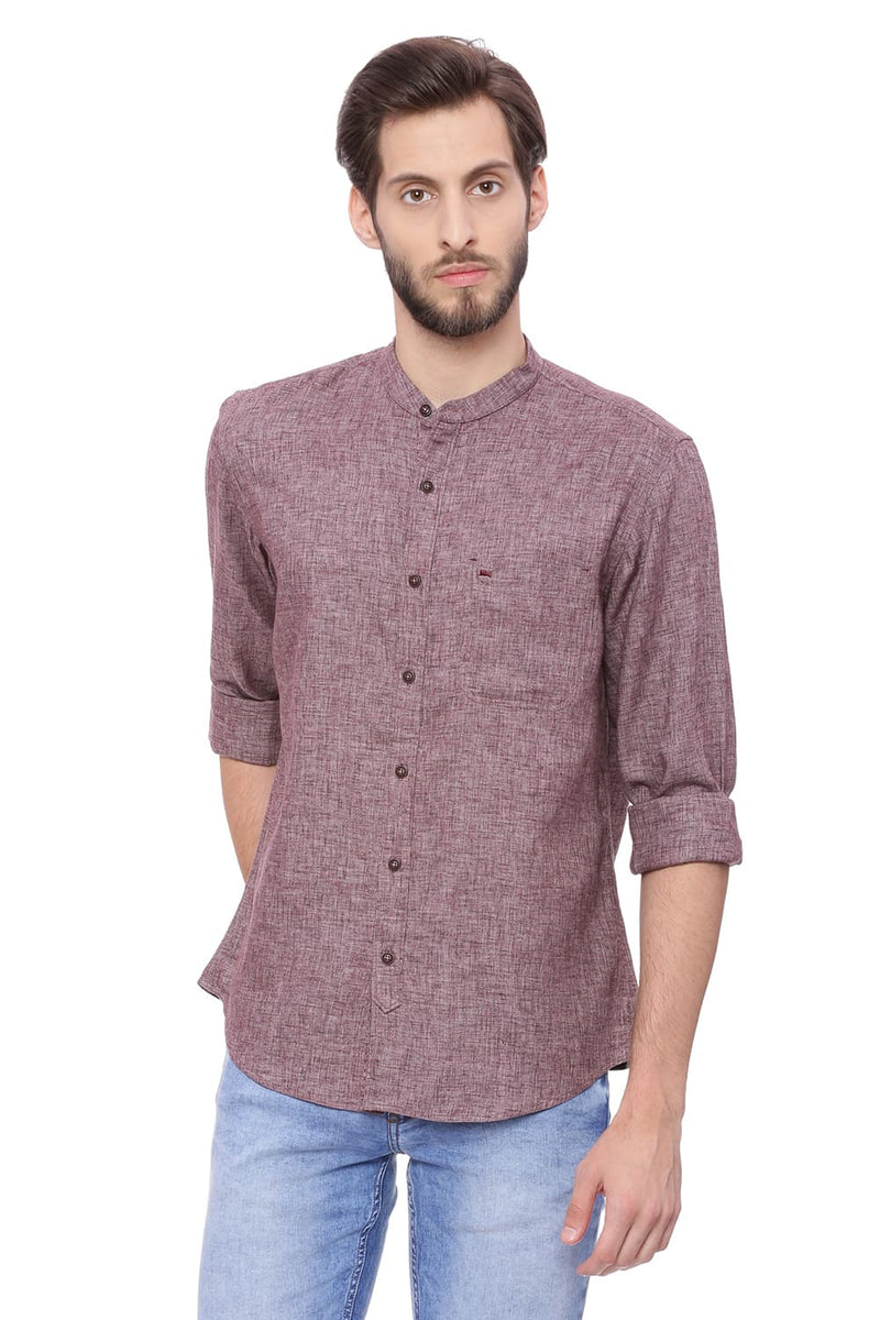 BASICS SLIM FIT TWILL MELANGE SHIRT