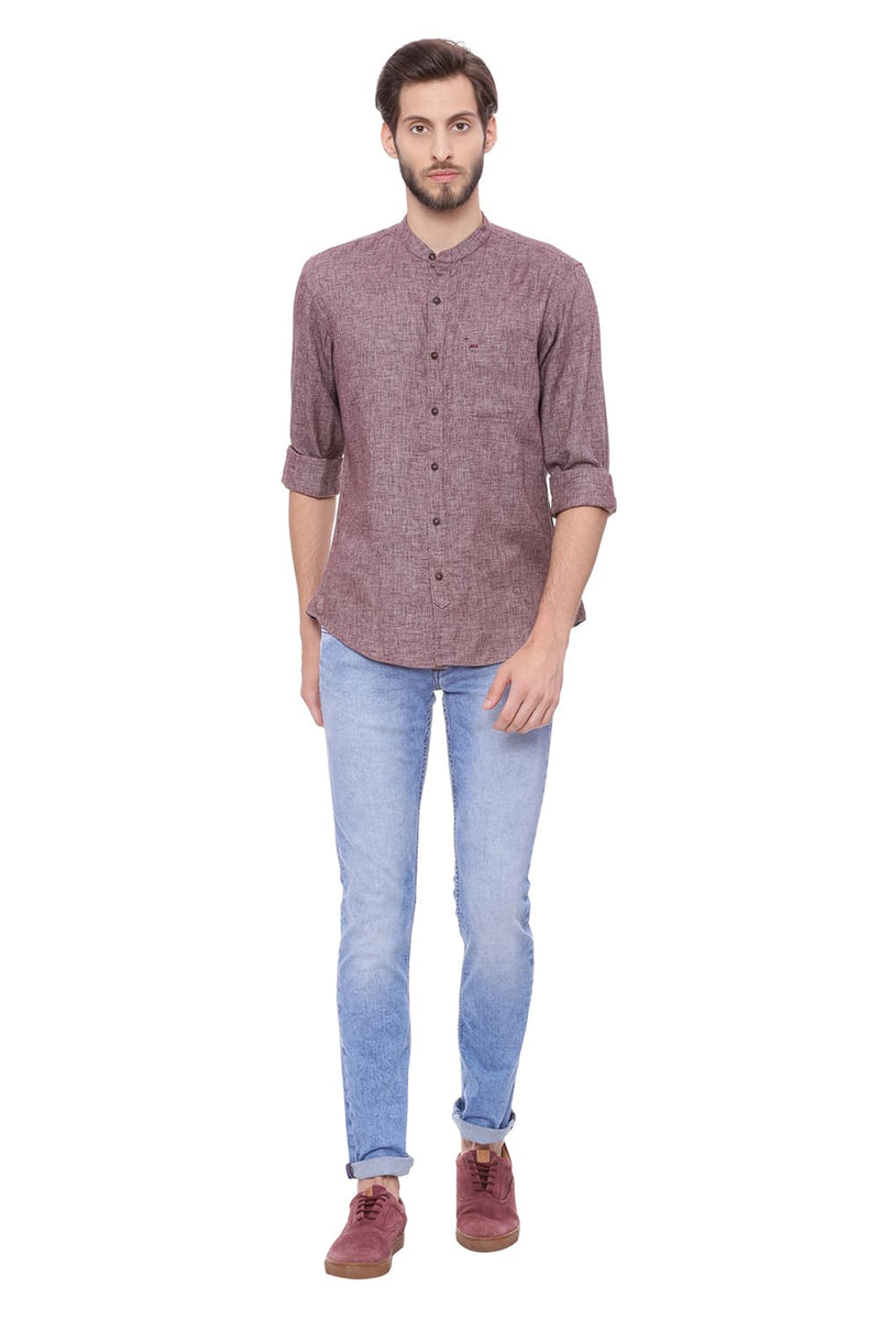 BASICS SLIM FIT TWILL MELANGE SHIRT