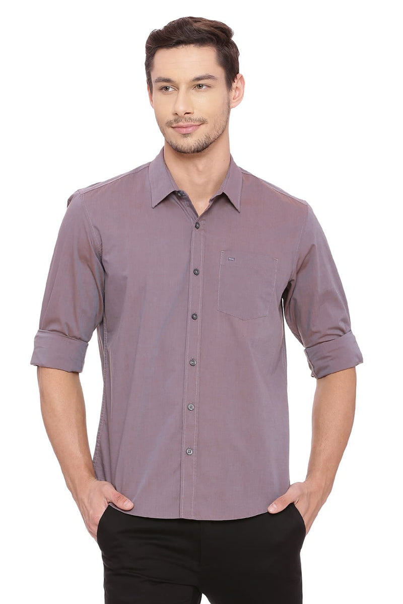 BASICS SLIM FIT CHAMBRAY SHIRT