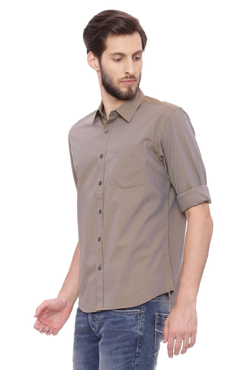 BASICS SLIM FIT CHAMBRAY SHIRT