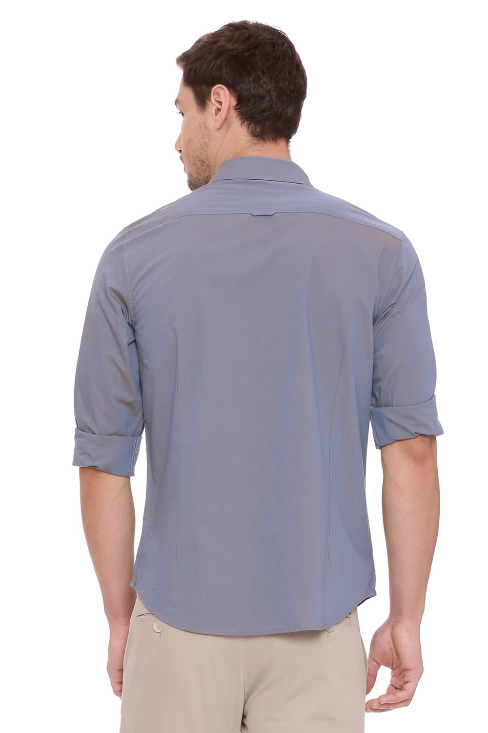 BASICS SLIM FIT CHAMBRAY SHIRT