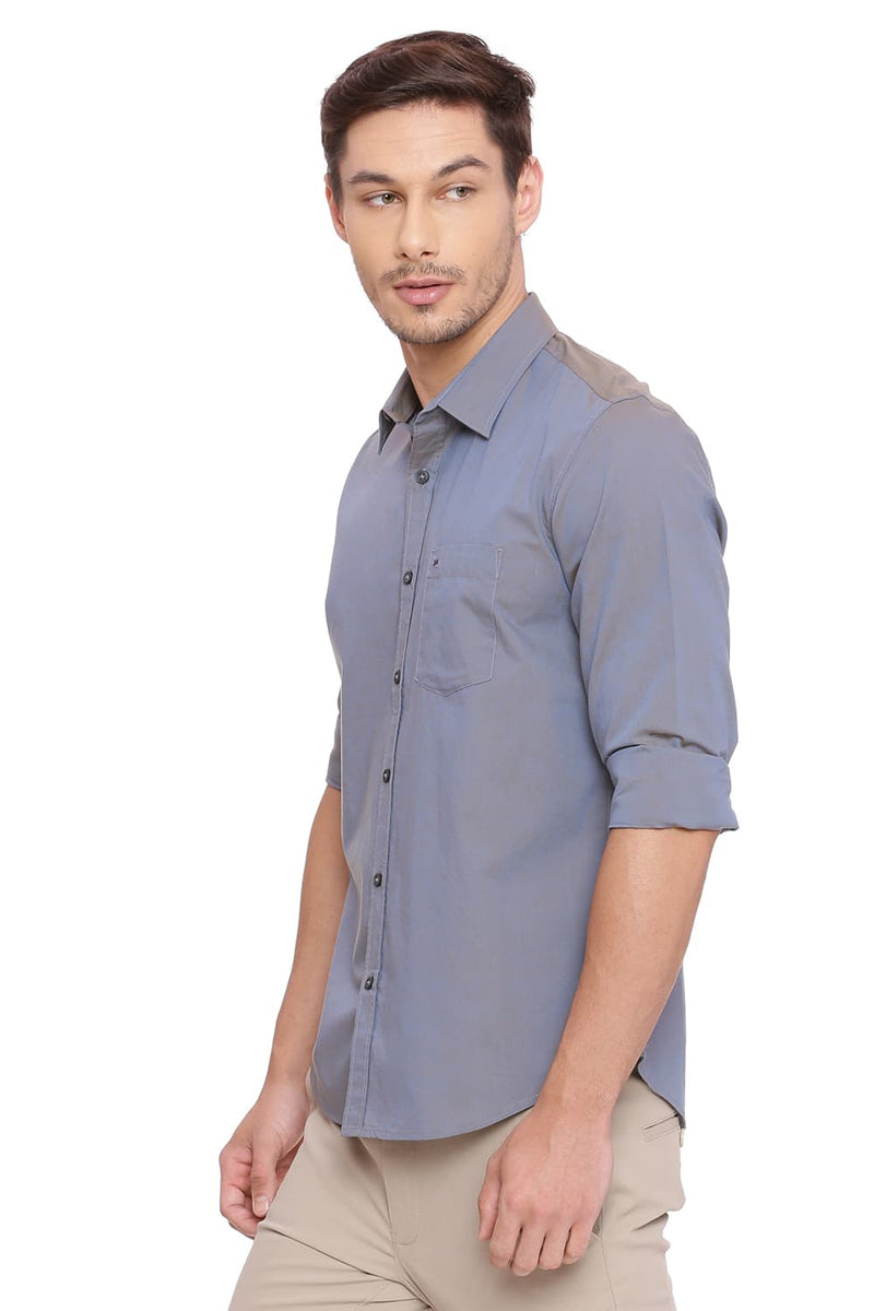 BASICS SLIM FIT CHAMBRAY SHIRT