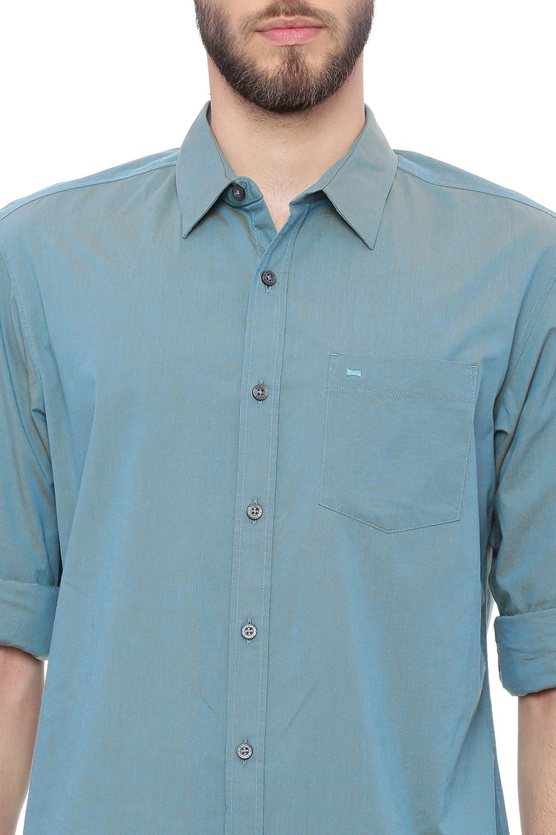 BASICS SLIM FIT CHAMBRAY SHIRT