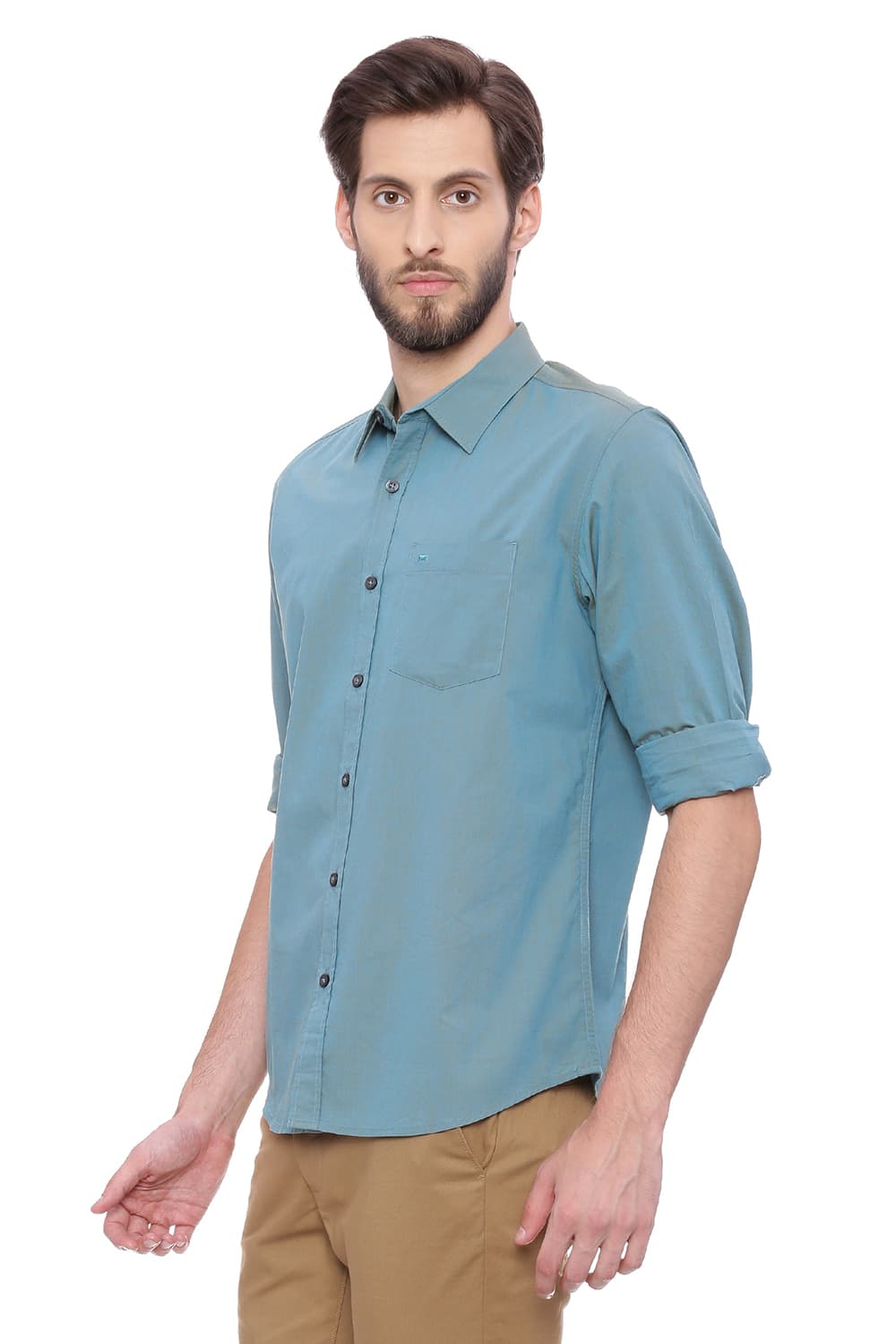 BASICS SLIM FIT CHAMBRAY SHIRT