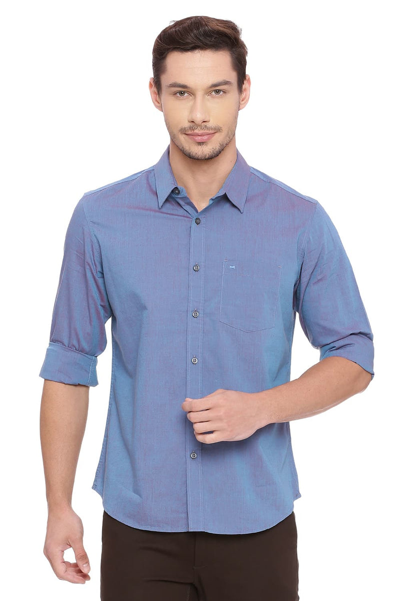 BASICS SLIM FIT CHAMBRAY SHIRT