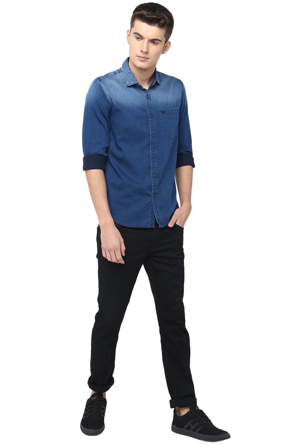 BASICS SLIM FIT SATIN SHIRT