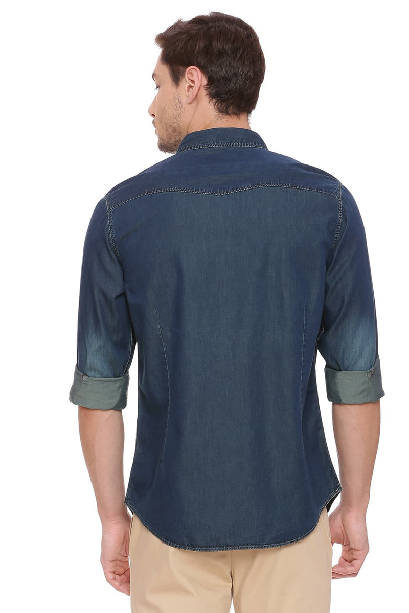 BASICS SLIM FIT DENIM SHIRT