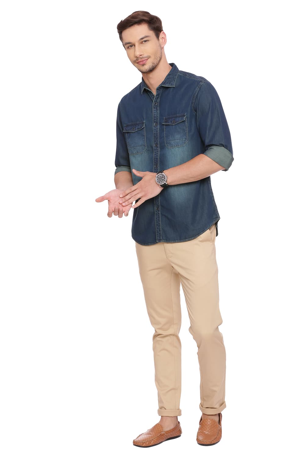 BASICS SLIM FIT DENIM SHIRT