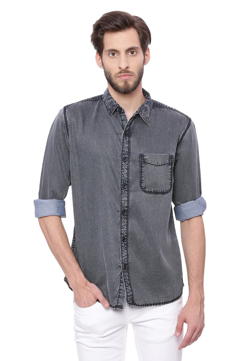 BASICS SLIM FIT INDIGO SHIRT