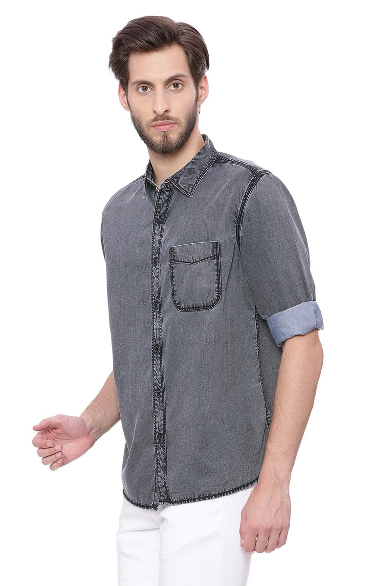 BASICS SLIM FIT INDIGO SHIRT