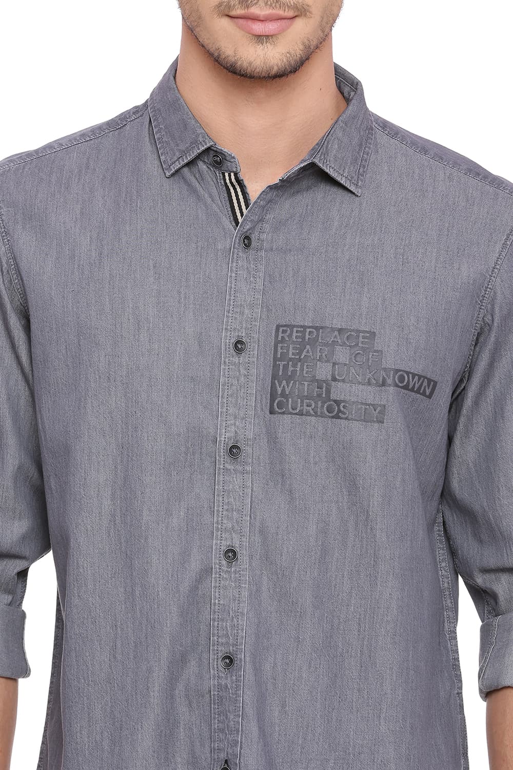 BASICS SLIM FIT SULFUR DENIM SHIRT