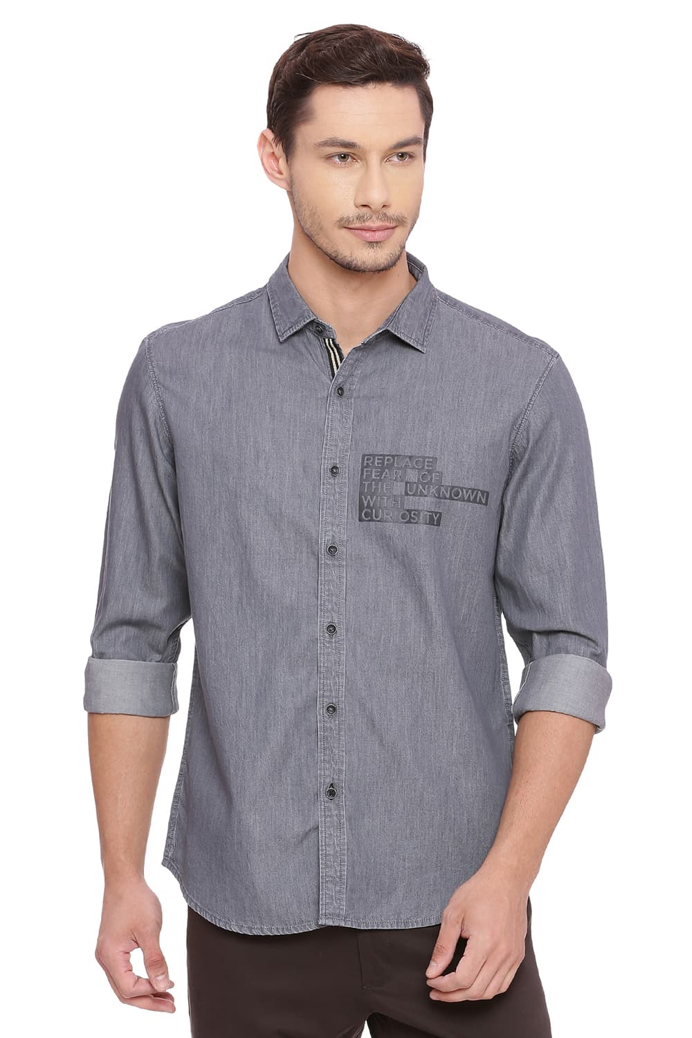 BASICS SLIM FIT SULFUR DENIM SHIRT