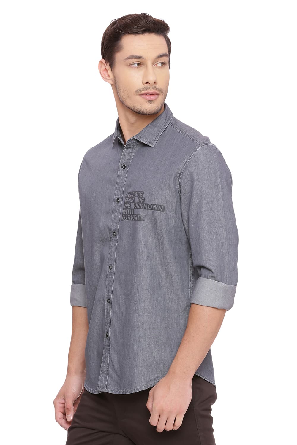 BASICS SLIM FIT SULFUR DENIM SHIRT