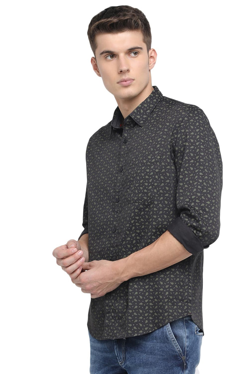 BASICS SLIM FIT PRINTED SHIRT