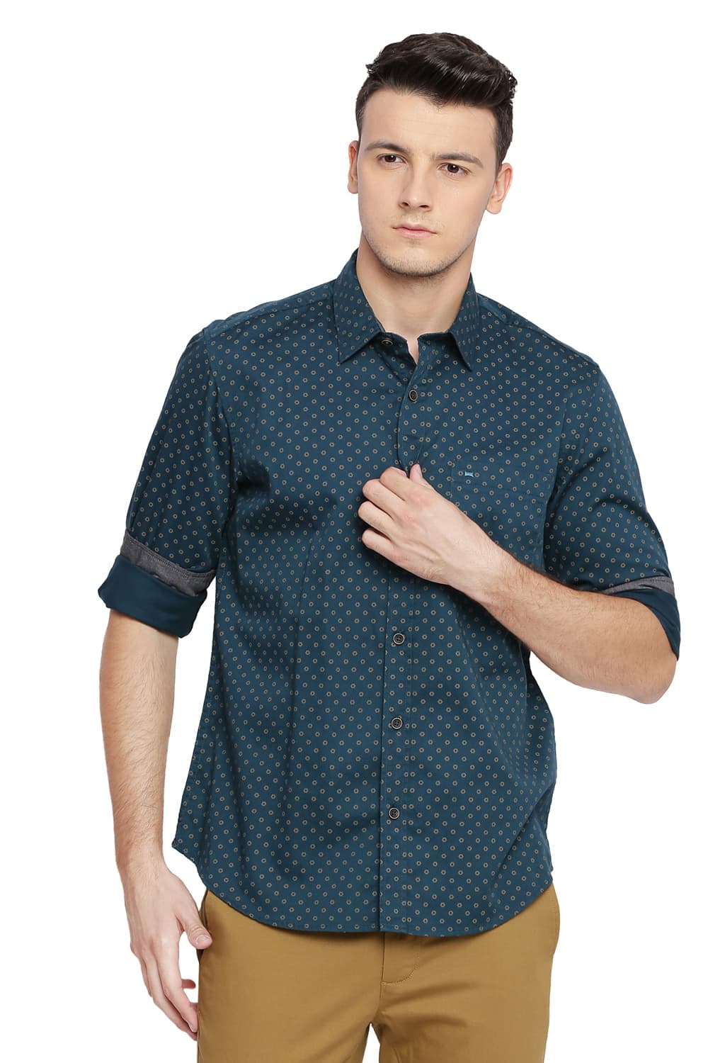 BASICS SLIM FIT PRINTED SHIRT