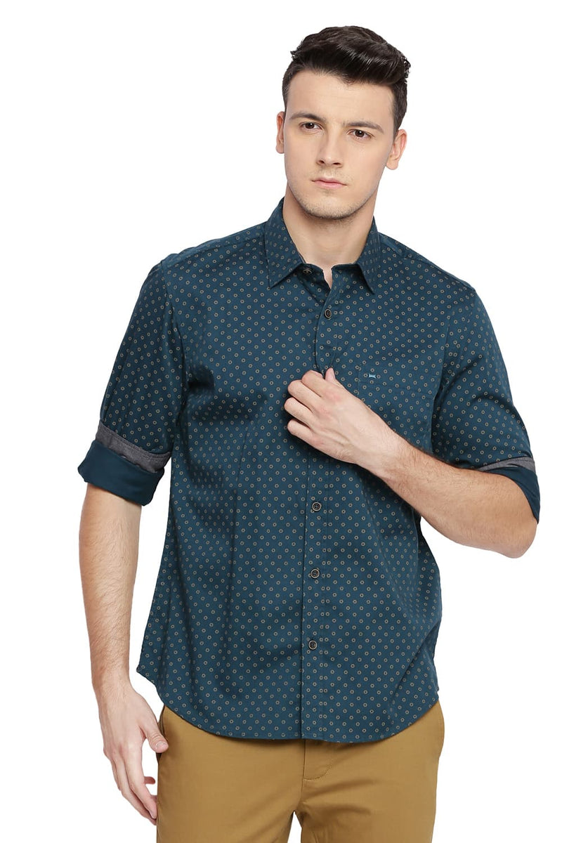 BASICS SLIM FIT PRINTED SHIRT