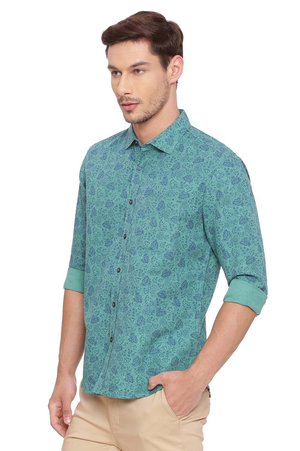 BASICS SLIM FIT PRINTED SHIRT