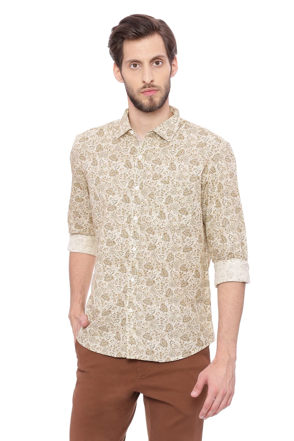 BASICS SLIM FIT PRINTED SHIRT