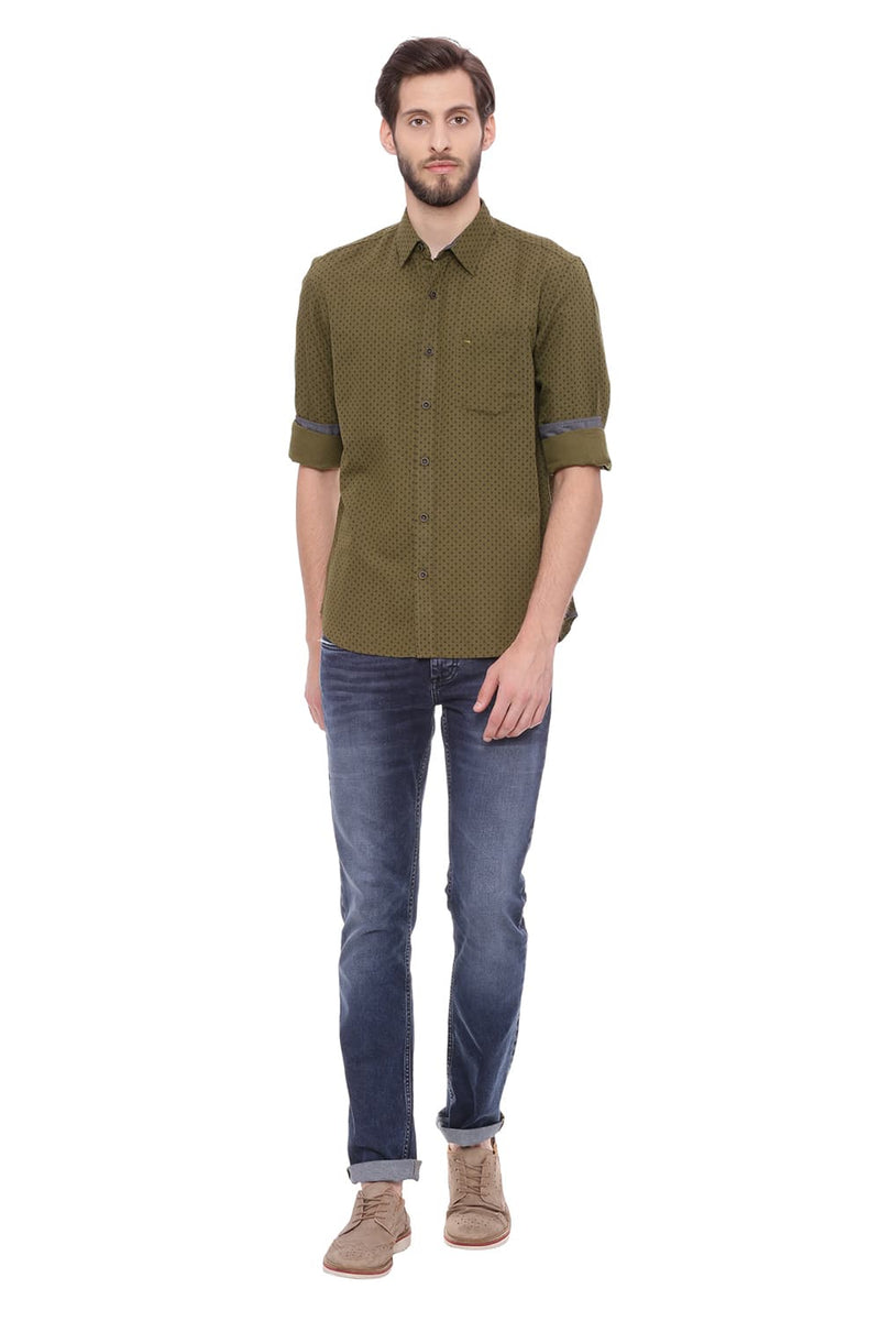 BASICS SLIM FIT PRINTED SHIRT