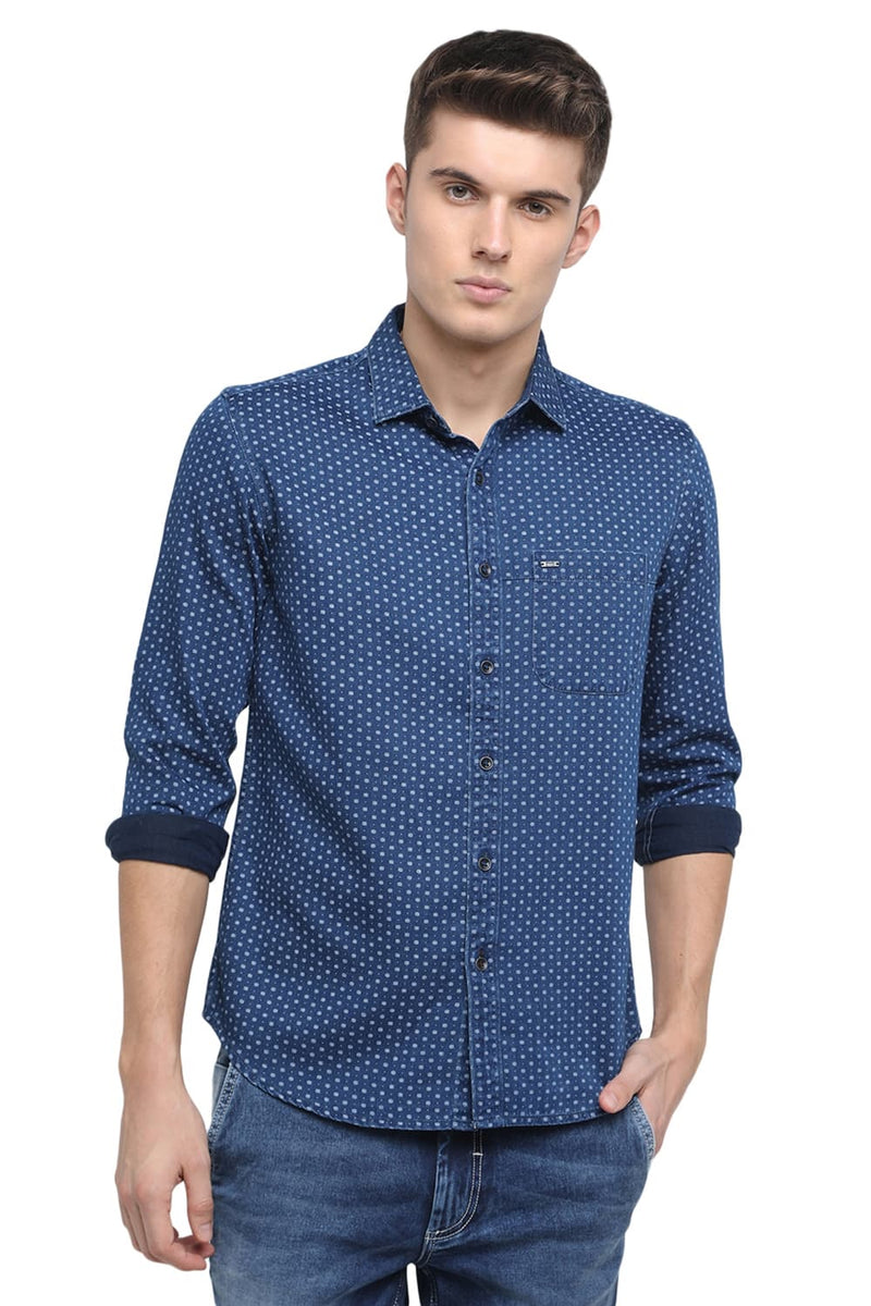 BASICS SLIM FIT PRINTED SHIRT