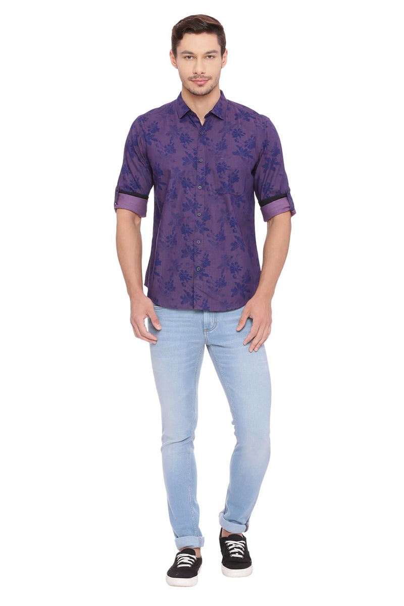 BASICS SLIM FIT PRINTED SHIRT