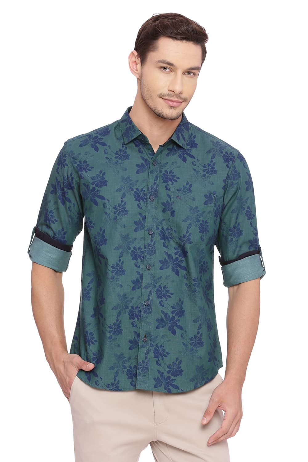 BASICS SLIM FIT PRINTED SHIRT