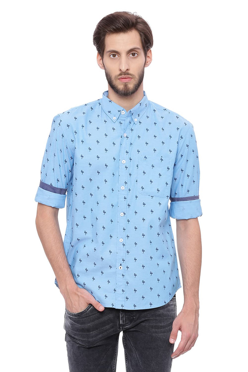 BASICS SLIM FIT PRINTED SHIRT