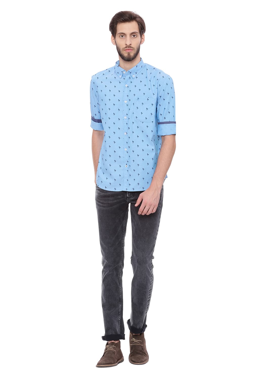 BASICS SLIM FIT PRINTED SHIRT