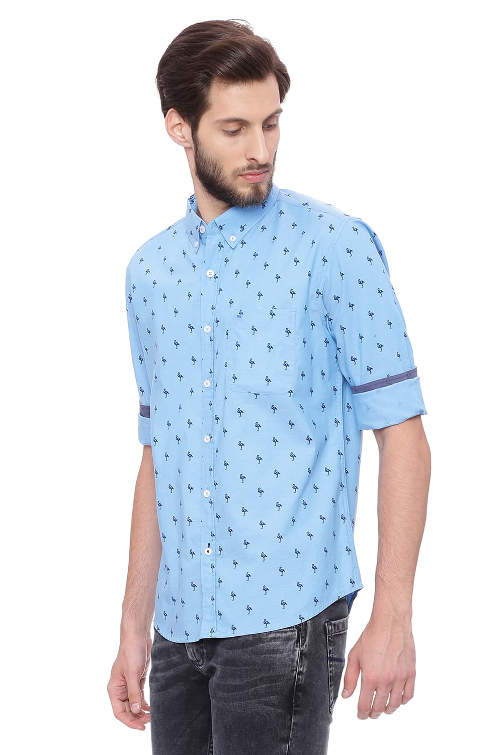 BASICS SLIM FIT PRINTED SHIRT