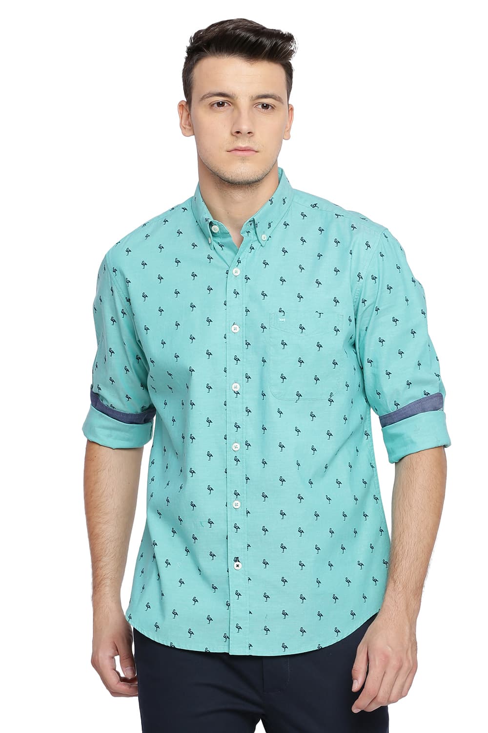 BASICS SLIM FIT PRINTED SHIRT