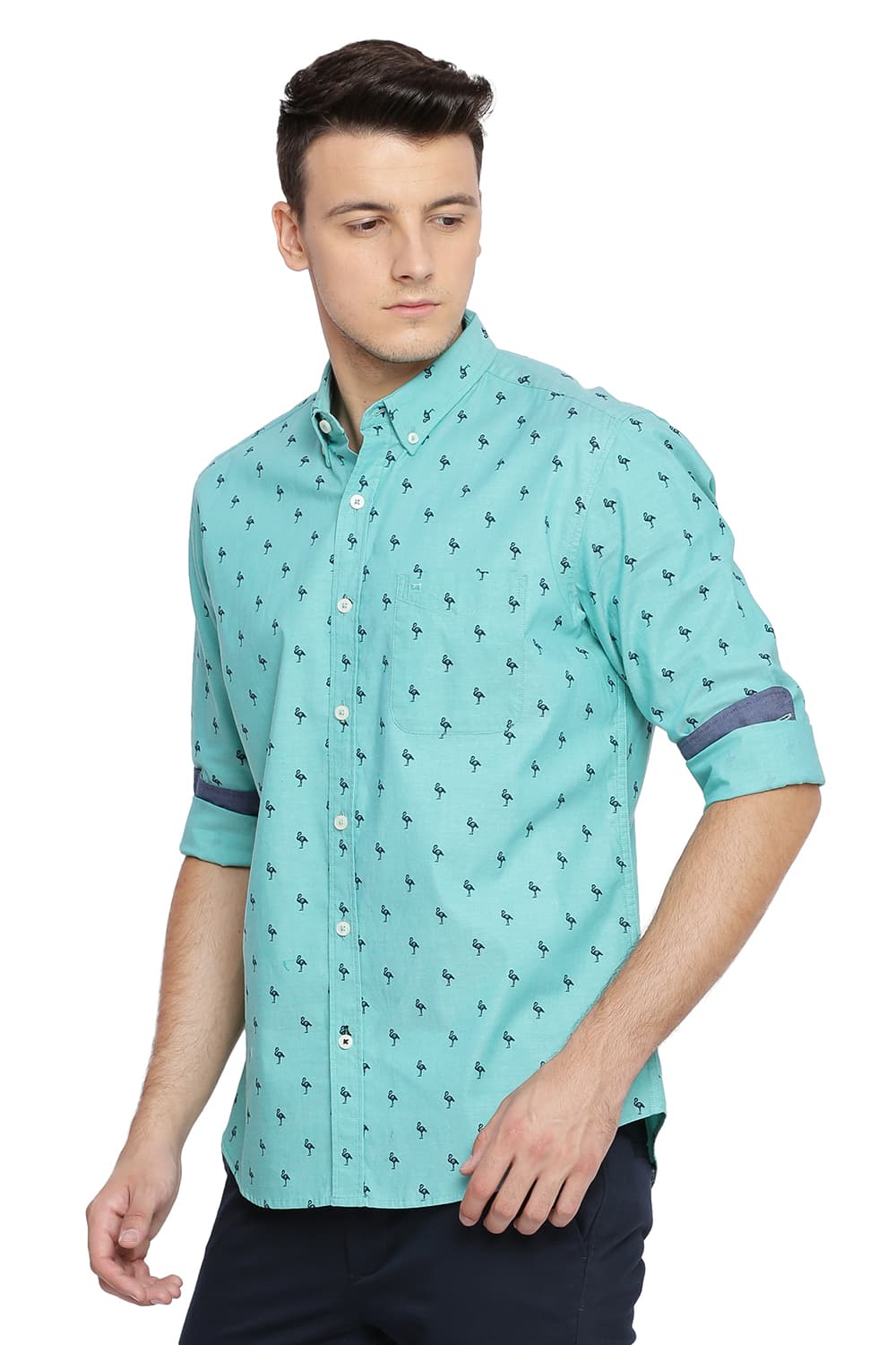 BASICS SLIM FIT PRINTED SHIRT