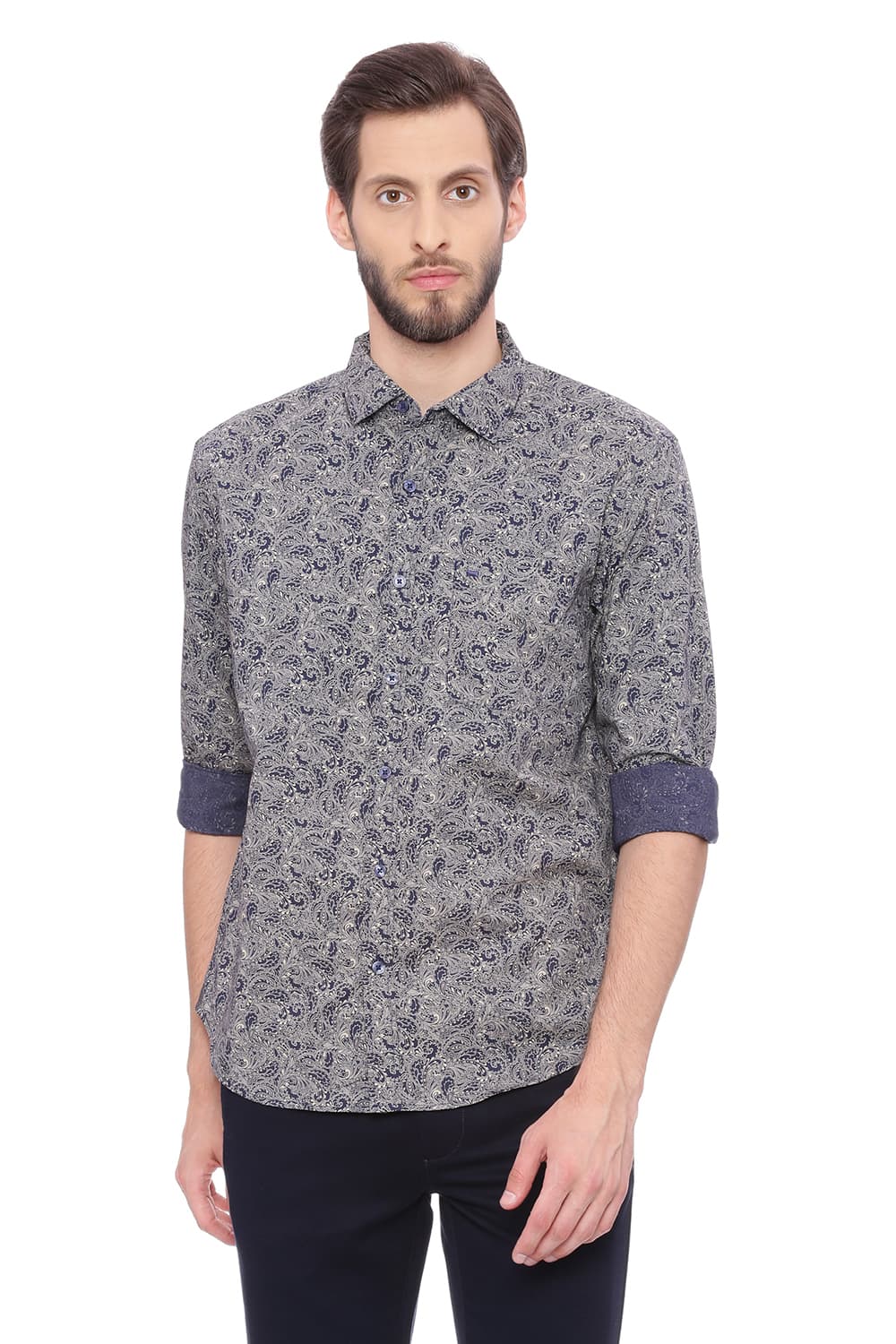 BASICS SLIM FIT PRINTED SHIRT