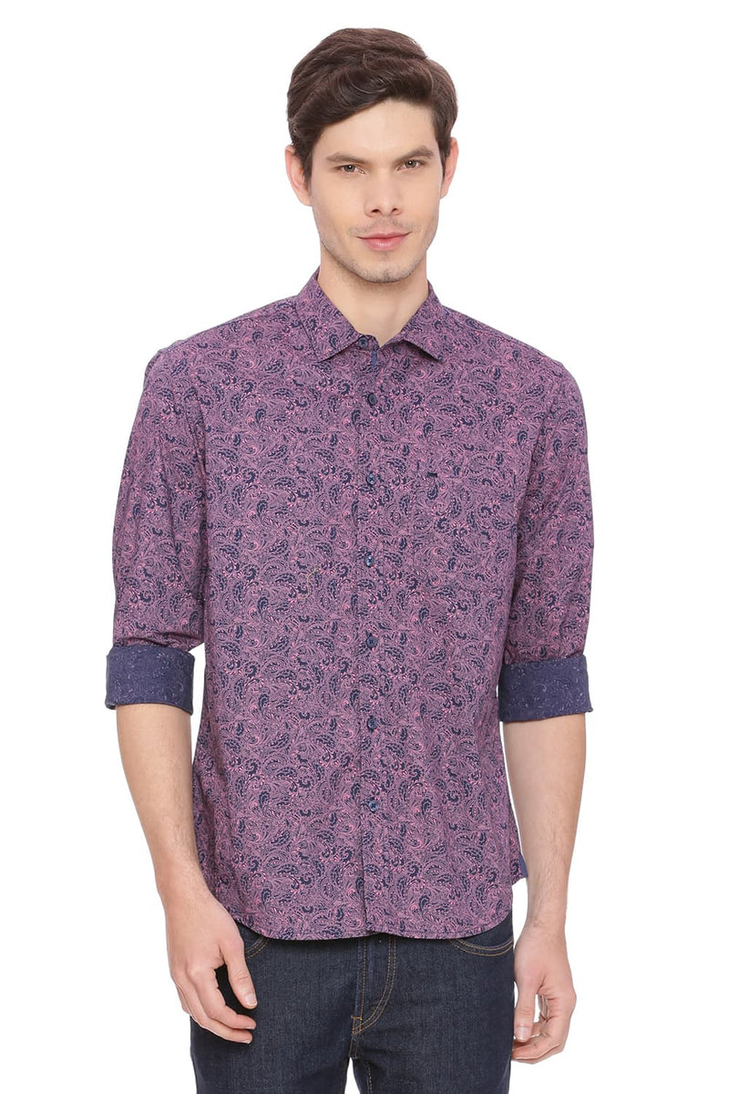 BASICS SLIM FIT PRINTED SHIRT