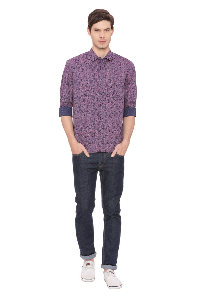 BASICS SLIM FIT PRINTED SHIRT