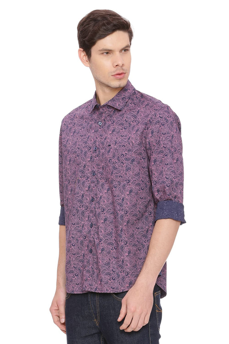 BASICS SLIM FIT PRINTED SHIRT