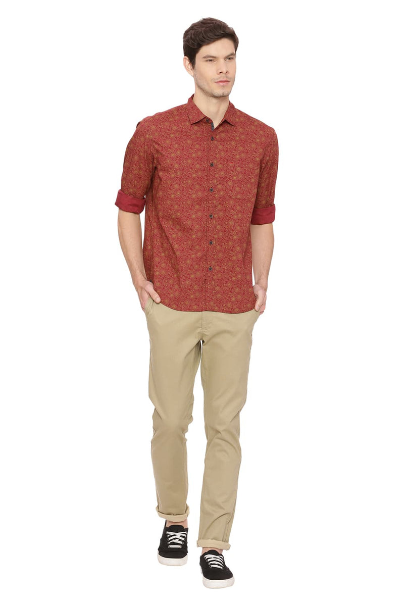 BASICS SLIM FIT PRINTED SHIRT