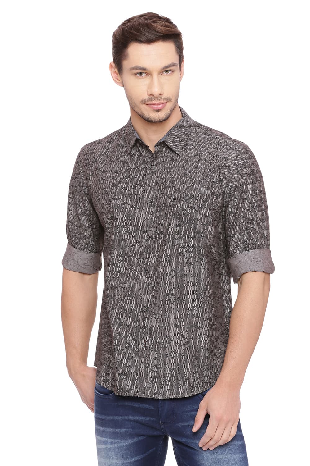 BASICS SLIM FIT PRINTED SHIRT