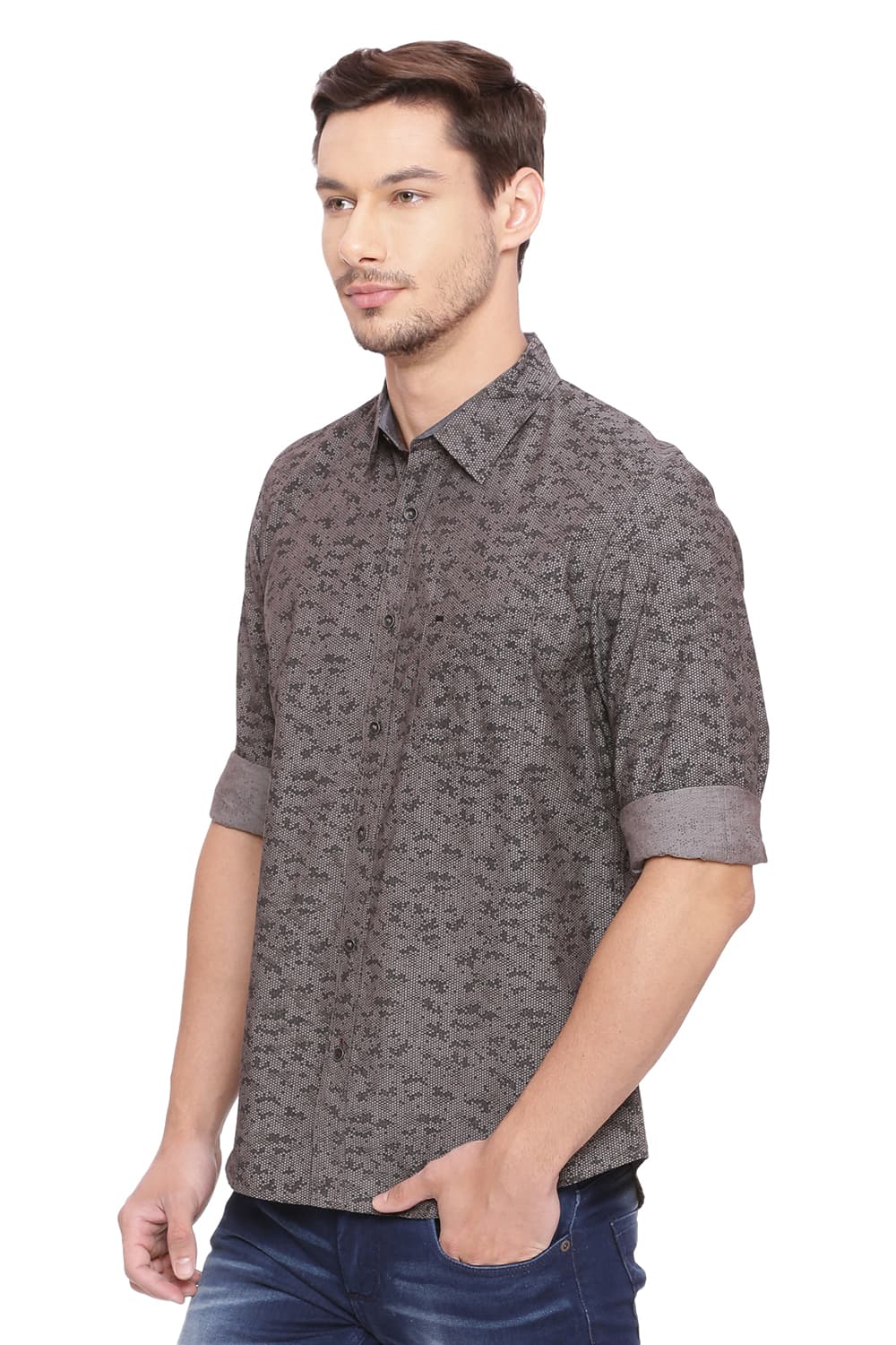 BASICS SLIM FIT PRINTED SHIRT