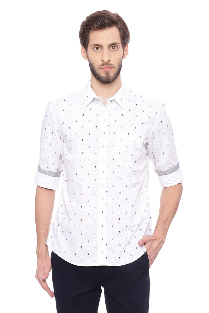 BASICS SLIM FIT PRINTED SHIRT