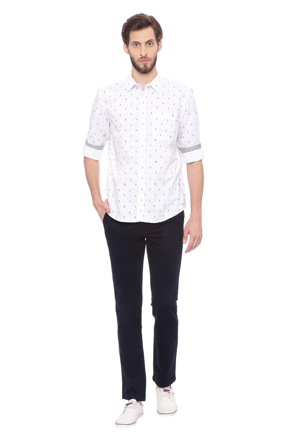 BASICS SLIM FIT PRINTED SHIRT