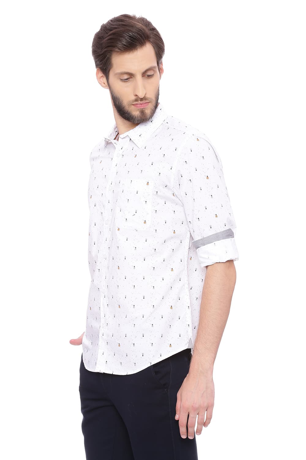 BASICS SLIM FIT PRINTED SHIRT