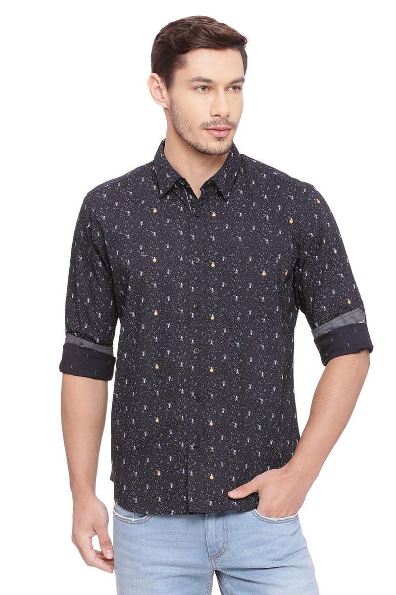 BASICS SLIM FIT PRINTED SHIRT