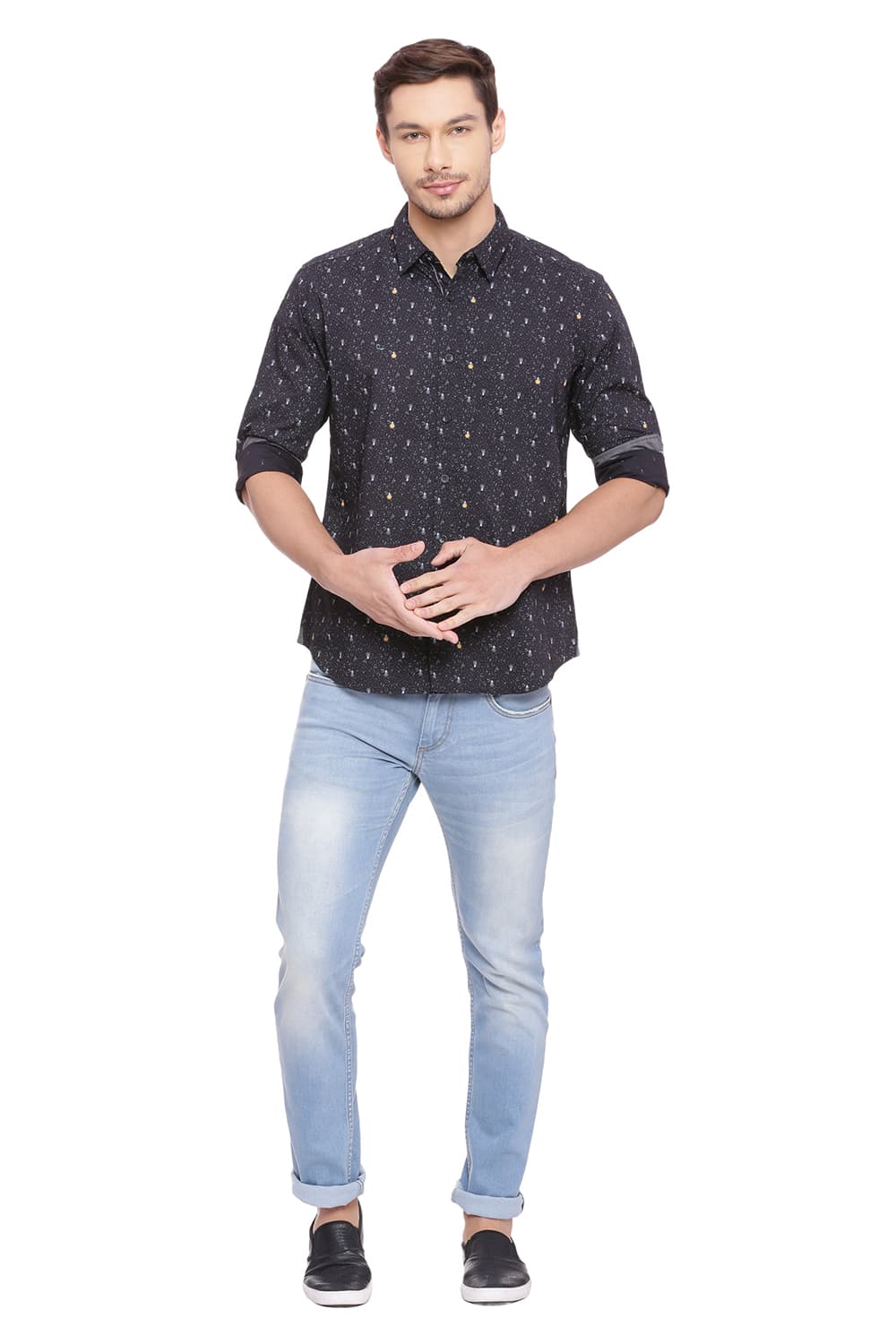 BASICS SLIM FIT PRINTED SHIRT