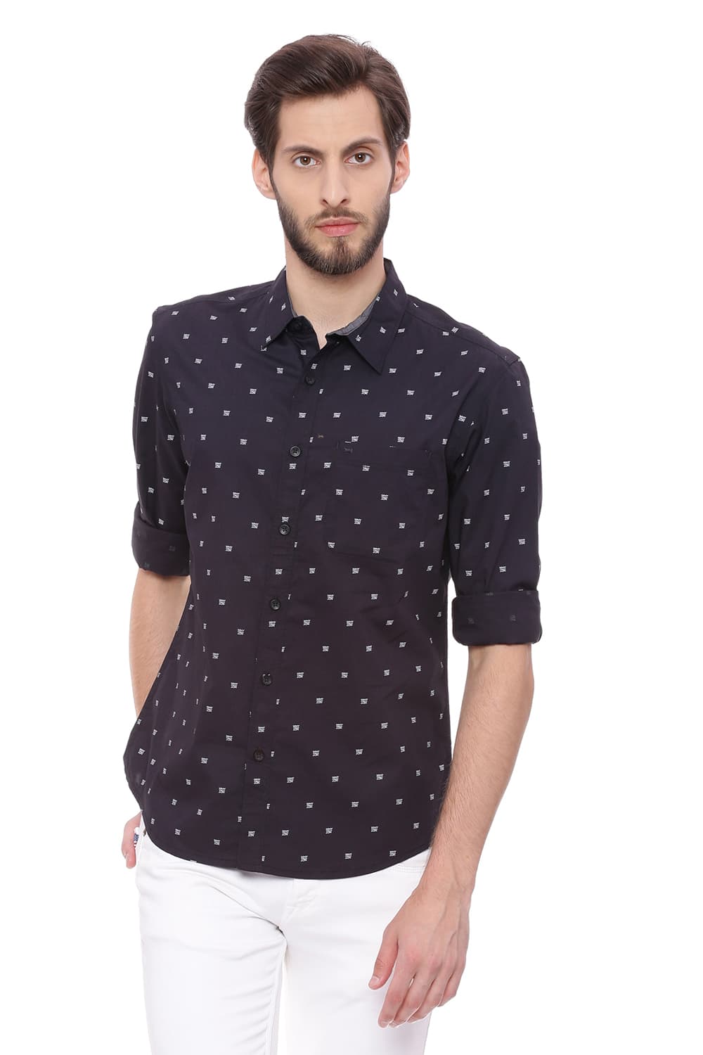 BASICS SLIM FIT PRINTED SHIRT